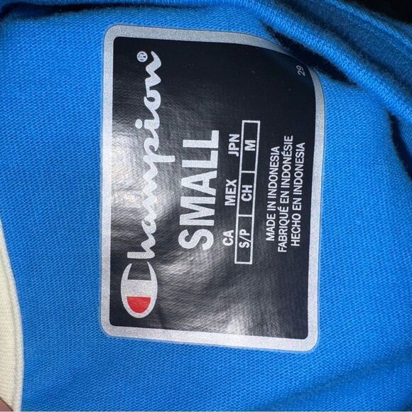 Champion Blue and Yellow Cropped Sweatshirt - Picture 3 of 4